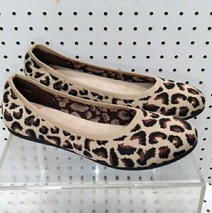 Jelly pop Women's Leopard Print Shoes Comfy  Flat Heel Padded Stretch Breathable